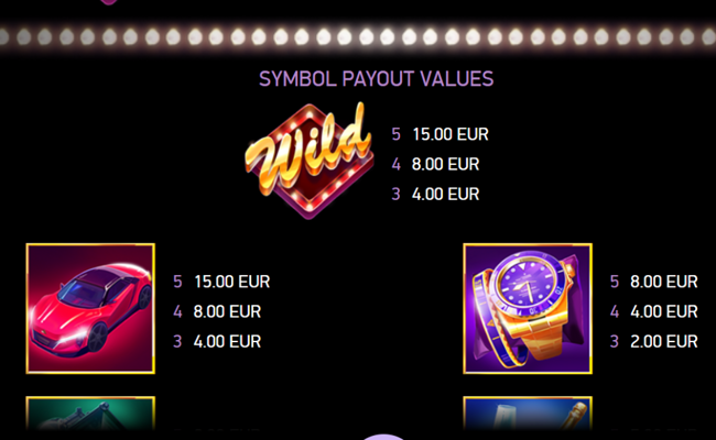 vegas night life paytable 1