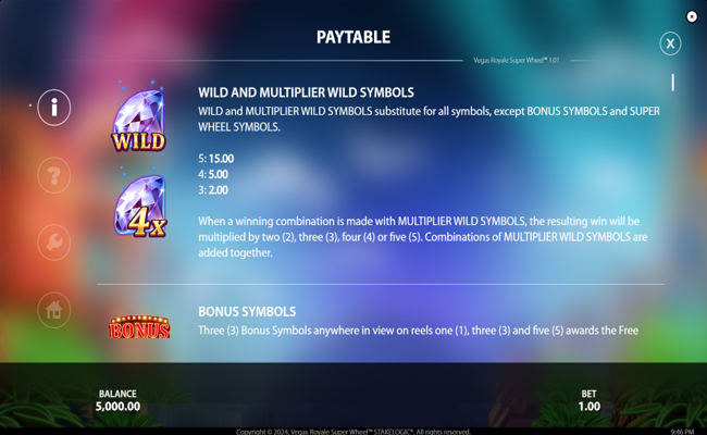 vegas royale super wheel paytable 1