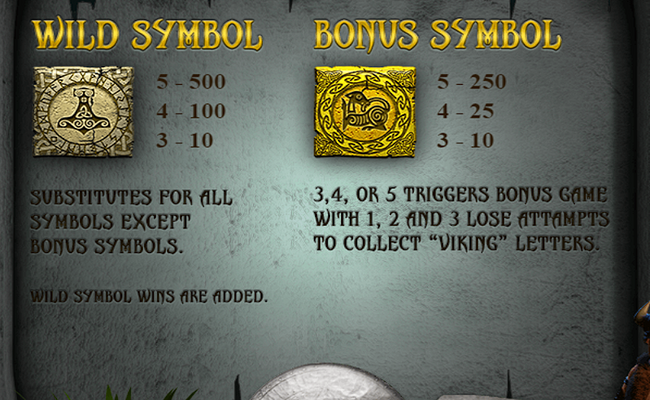 viking treasures paytable 2