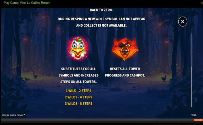 vinci la gallina respin paytable 4