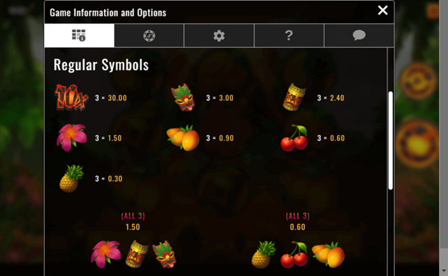 volcano blast 10x paytable
