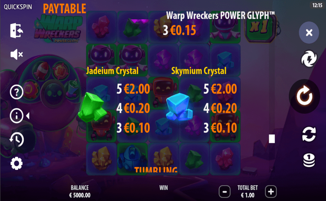 warp wreckers power glyph paytable 4