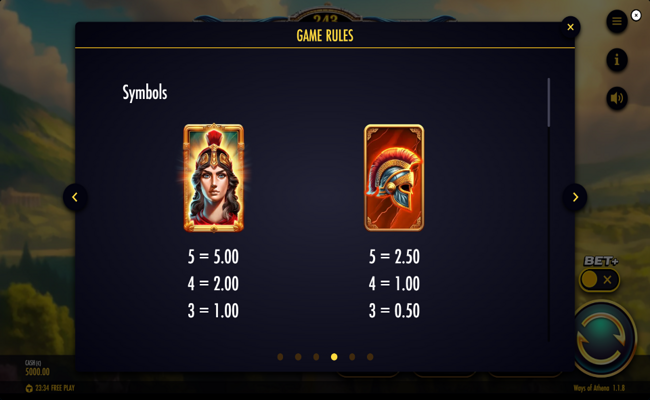 ways of athena paytable 1