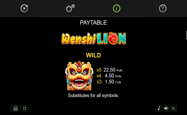 wenshi lion paytable 1