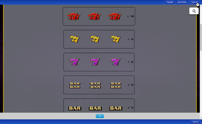 wheel of fortune diamond spins 2x wilds paytable 1