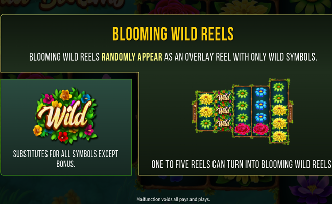 wild blooms paytable 1