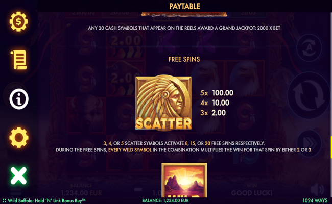 wild buffalo hold n link bonus buy paytable 3
