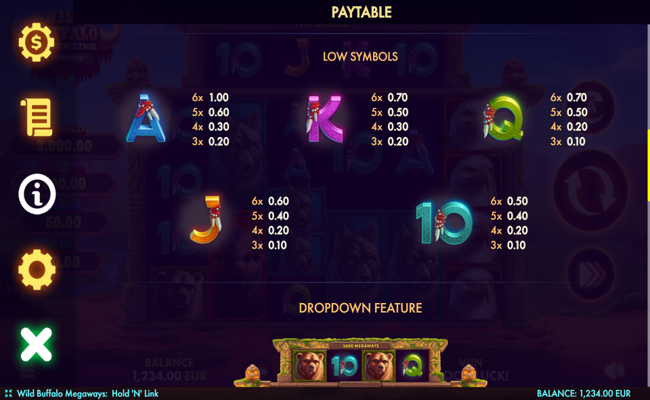 wild buffalo megaways hold n link paytable 2