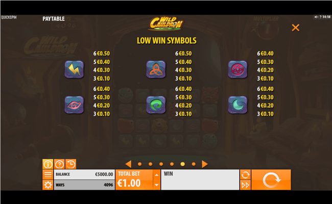 wild cauldron paytable 2