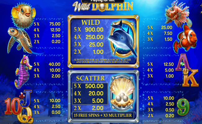 wild dolphin paytable