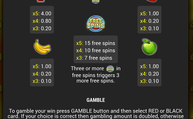 wild hot 40 free spins paytable 2