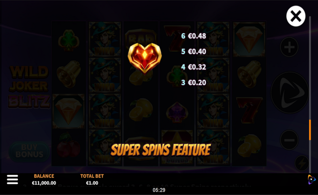 wild joker blitz paytable 3