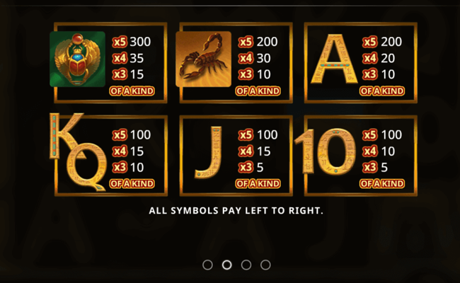 wild pharoah paytable 2