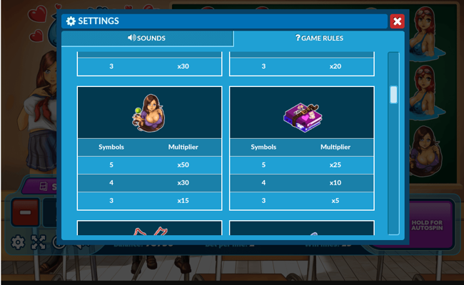 wild school paytable2