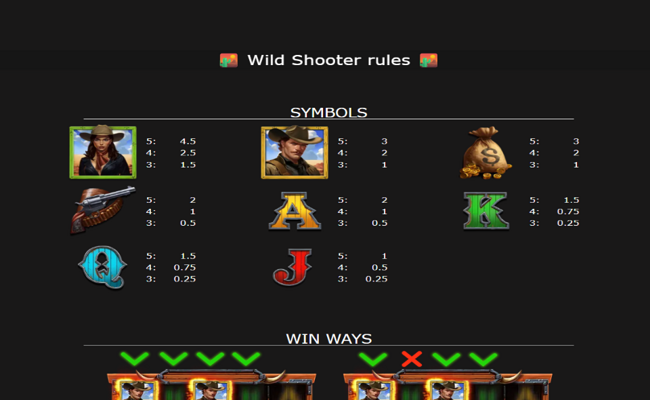 wild shooter paytable