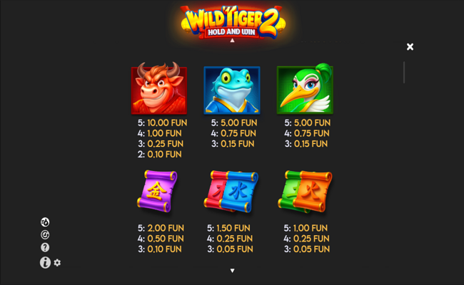 wild tiger 2 paytable 2