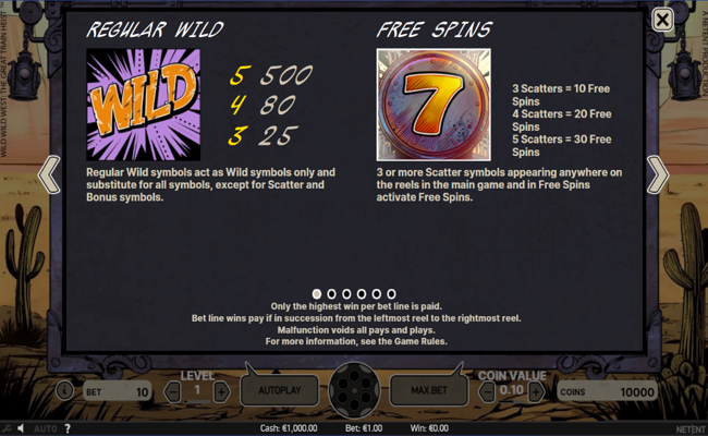 wild wild west the great train heist paytable 1