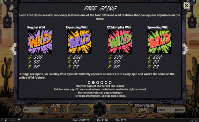 wild wild west the great train heist paytable 2