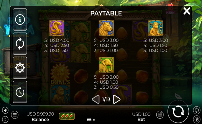 wild yoga collector paytable 1