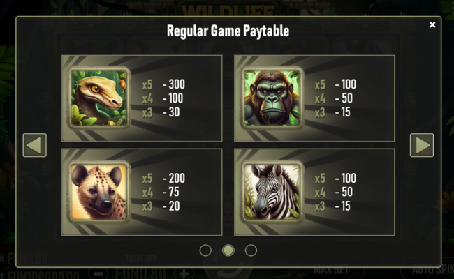 wildlife odyssey paytable 2