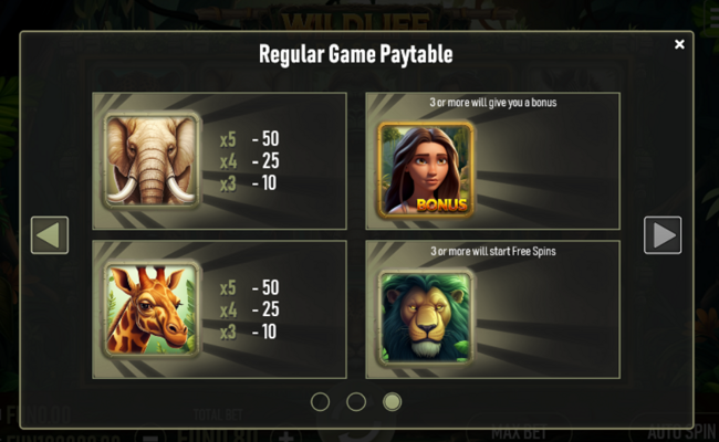 wildlife odyssey paytable 3