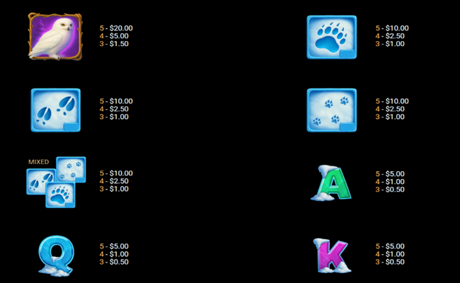 winter footprints paytable 2