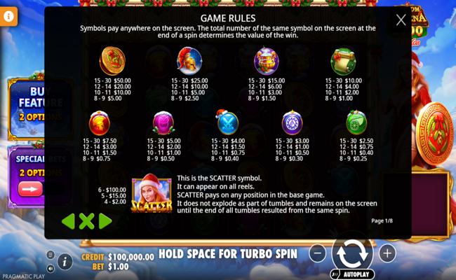 wisdom of athena 1000 xmas paytable 1