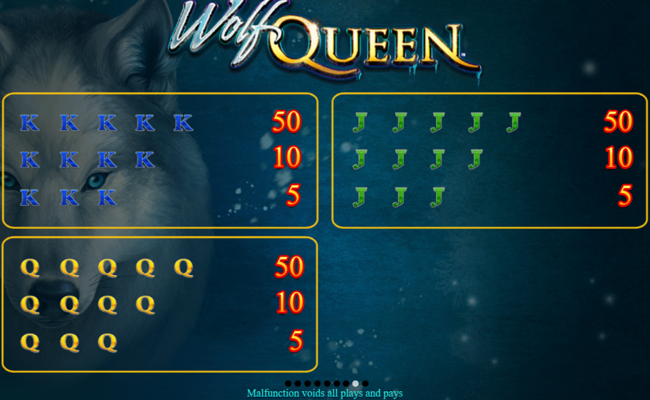 wolf queen paytable 3