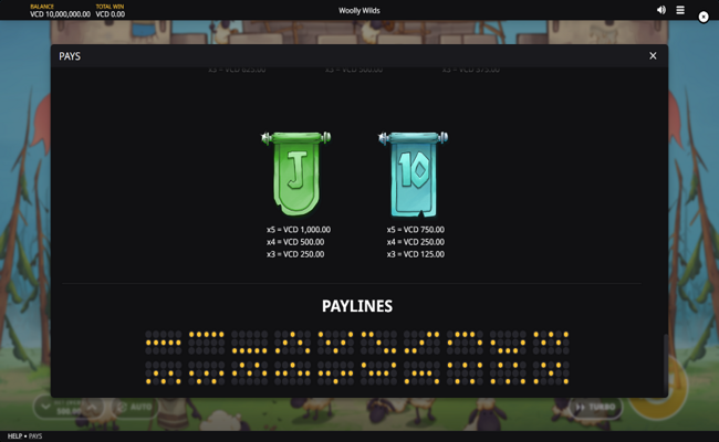 wolly wilds paytable 2