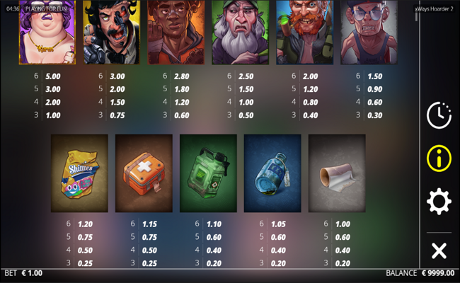 xways hoarder 2 paytable