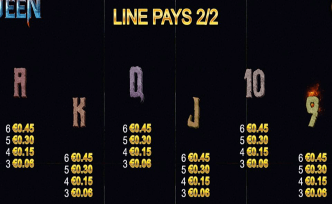 zombie queen paytable 2
