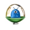 alien invaders ship blue alien symbol