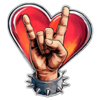 all rocked up heart hand symbol