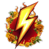 all rocked up lightning roses symbol