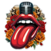 all rocked up mouth tongue symbol