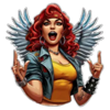 all rocked up winged rocker symbol