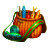 big game fishing bigger bites tackle basket symbol