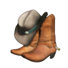 black gold wheel of riches cowboy boots hats symbol
