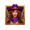 blazing bullets hold and win cowgirl symbol