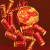 crowd play golden lion firecrackers symbol