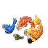floating dragon hold and spin fish symbol