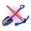 gold rush shovel and pickaxe symbol