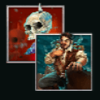 gold trail skull and man symbol