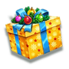 gold trio santa surprise gift box symbol