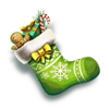 gold trio santa surprise stocking symbol