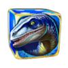 golden egg of trex dice blue dinosaur symbol
