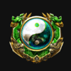 golden fist ying yang symbol