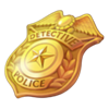 great hook hold and win detective badge symbol