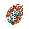 hot rod hog flaming dice symbol