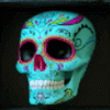 los muertos blue skull symbol